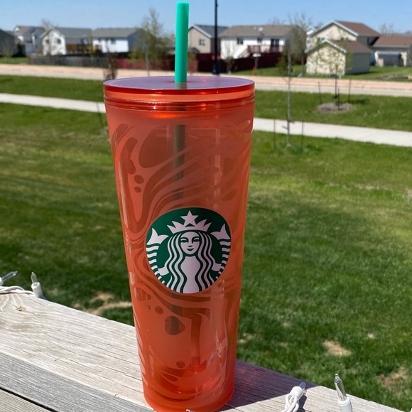 GORGEOUS RARE Orange Swirl Tumbler Starbucks 24oz - Picture 5 of 8